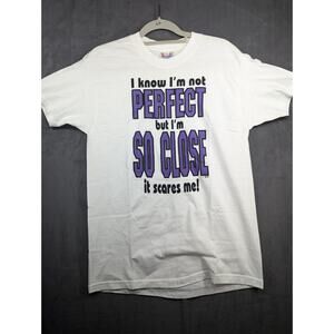 Vtg Hanes I Know I'm Not Perfect T-shirt Medium White NOS